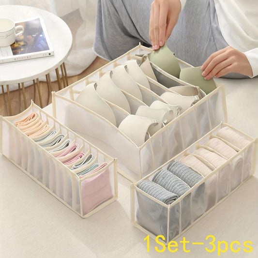 Underwear & Socks Storage Box, 3 Counts Drawer Type Underwear & Socks Storage Organizer, Multifunctional Fabric Organizer Storage Box for Home Bedroom