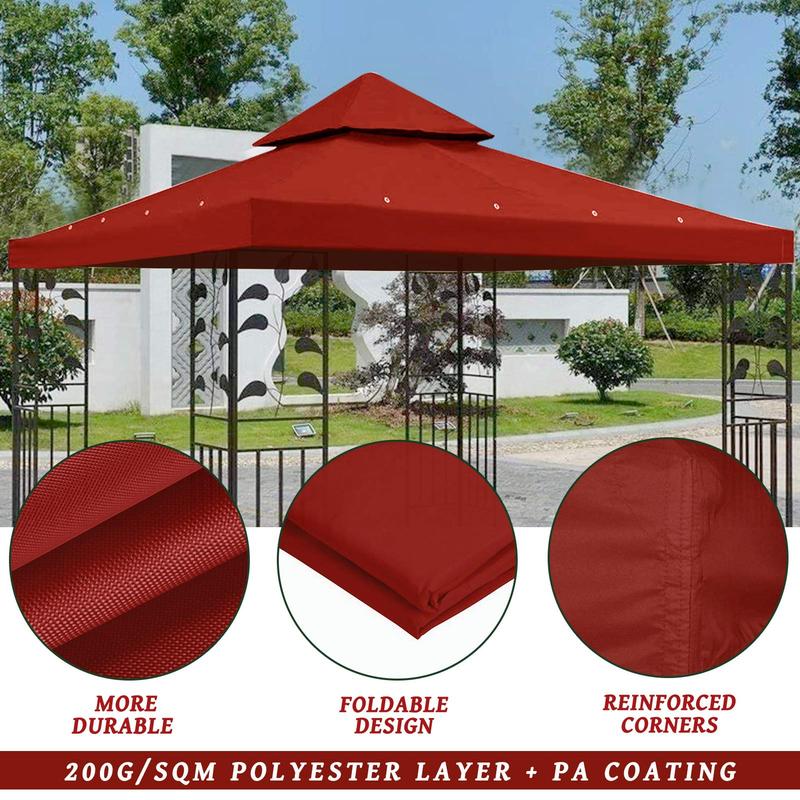 10'x10' Canopy Replacement top 2 Tier for Gazebo Canopy Replacement Cover UV30+ for Outdoor Patio Garden Yard