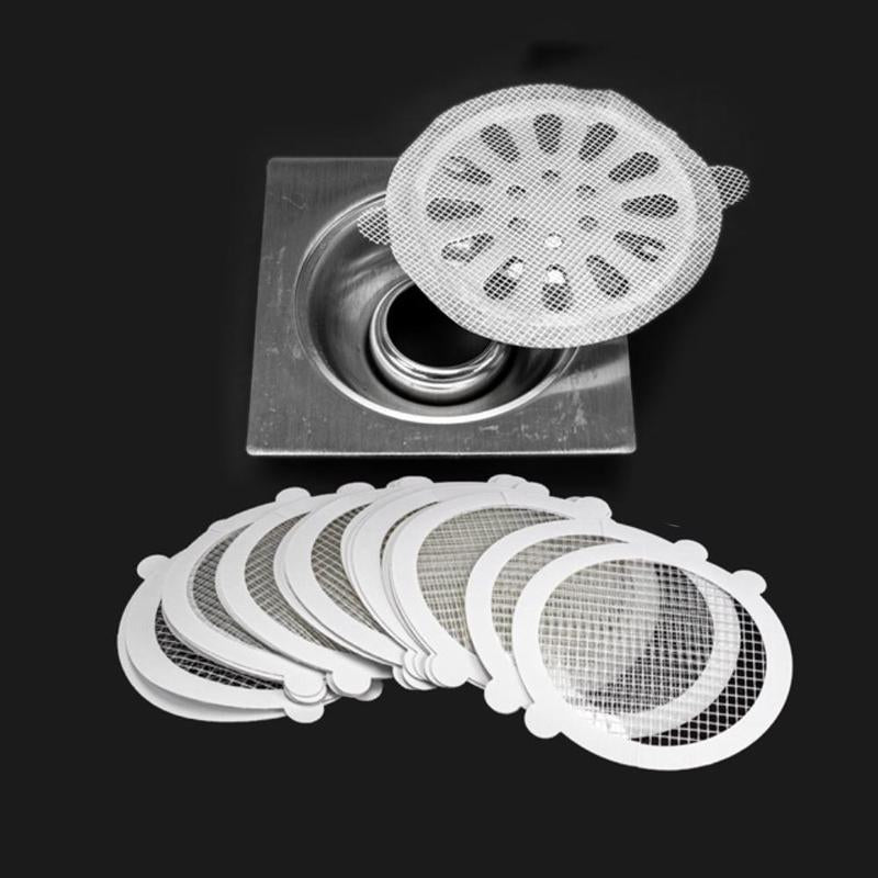 10pcs/pack Disposable Round Floor Drain Stickers, Anti-clogging Floor Drain Stickers, Sink Strainers For Kitchen & Bathroom