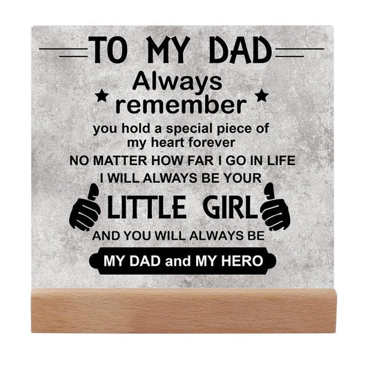 Dad Gifts for Fathers Day, Fathers Day Gifts for Dad from Daughter Acrylic Plaque, Birthday Gifts for Dad Desk Decorative Sign for Home Office Dad Birthday Gifts