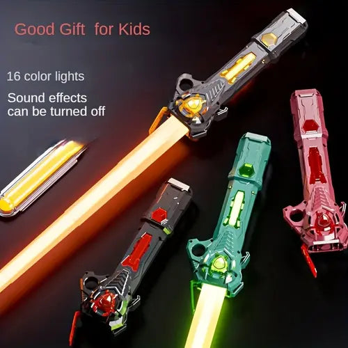 RGB Light Up Saber For Kids, USB Rechargeable Light Up Saber, 16 Colors RGB Laser Sword With Gravity Sensor Sound Effect, Flashing Light Up Saber Toy, 2 In 1 Flashing Stick Space Sword Toys For Kids