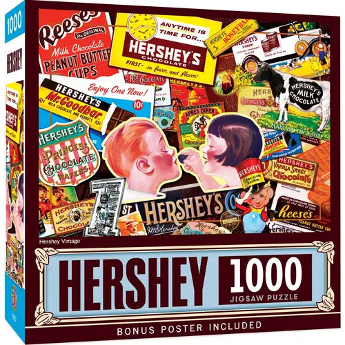 MasterPieces Hershey's Vintage 1000 Piece Jigsaw Puzzle - Classic Chocolate Collection, Eco-Friendly, Bonus Poster Included