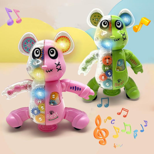 Cute and transparent gears, dancing and singing bear electric toys, decorative toys, suitable for boys and girls