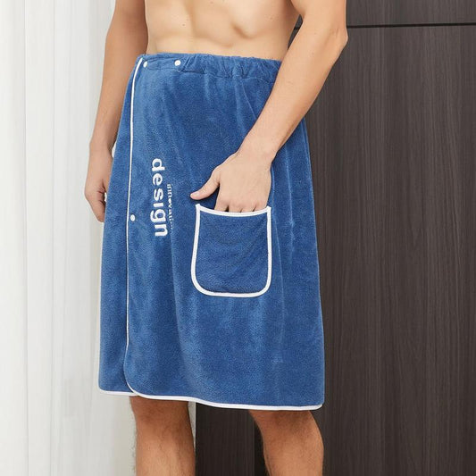 Men's Slogan Embroidery Bath Towel Wrap, 1 Count Casual Soft Coral Fleece Bath Wrap, Bath Towel for Home Hotel