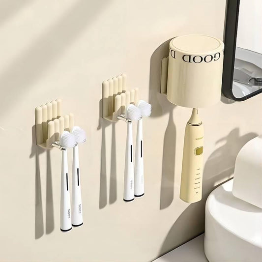 Wall Mounted Toothbrush Holder, 3pcs/set Self Adhesive Toothbrush Holder, Bathroom Toothbrush Holder, Toothbrush Organizer, Home Supplies