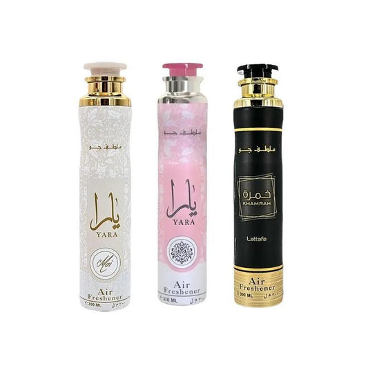 (Bundle Pack) 300ml Yara Pink + Yara Moi + Khamrah Air Freshener Spray by Lattafa Floral Burst Lavender Tropical Scented Aroma Flower Scent Perfume