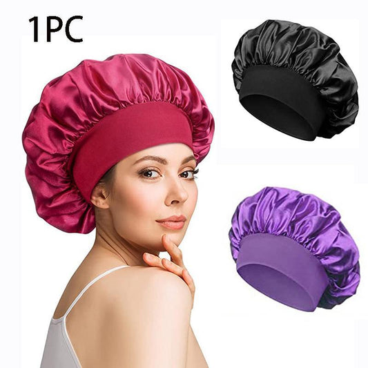 Solid Color Satin Bonnet for Sleeping, Soft Breathable Elastic Hair Bonnet for Women, Multifunctional Hair Cap Suitable for Face Washing, Makeup, and Spa, Sleeping Hair Accessories for Daily Use