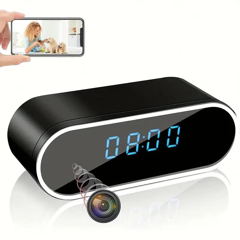 1 piece mini electronic clock to tell time, portable electronic clock for living room and kitchen, wireless remote real-time viewing HD camera, night vision/motion detection/loop recording,