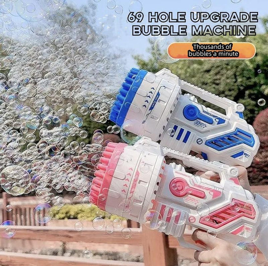 Bubble Machine toys, 69 holes and colored lights, Party bubble machine, battery powered bubble machine, fully automatic electric bubble machine, portable bubble machine, wedding bubble machine, indoor bubble machine.