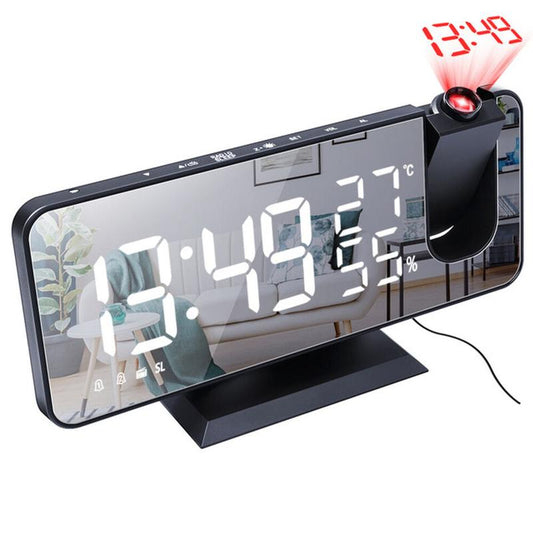 Desk Dual Alarm Clock LCD LED Digital Time Projection FM Radio Snooze Timer USA