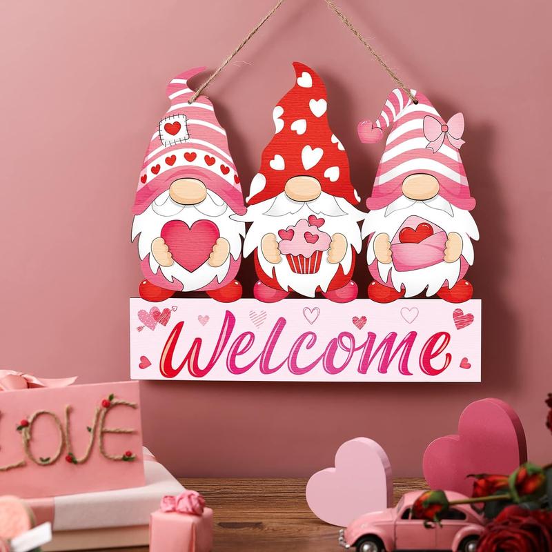 Wooden Welcome Sign, 1 Count?Dwarf & Welcome Letter Pattern Hanging Sign with Rope, Decorative Plaque for Home Front Door Porch