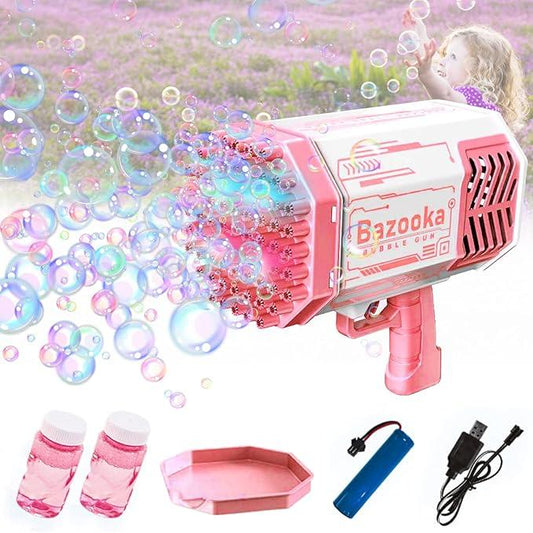 Bubble Machine with 69 Holes and Colorful Lights Bubble Maker Machine ,Automatic Bubble Machine, Bazooka Bubble Machine with 69-Hole LED Coloful Lights for Adults Kids, Electric Automatic Bubble Maker Machine for Summer Outdoor Wedding Party Activities