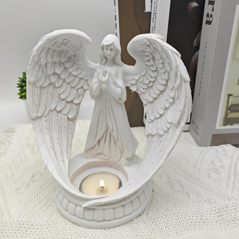 Angel Wings Design Candle Holder without Candle, 1 Count Home Decoration Candlestick, Living Room Bedroom Table Ornaments, Desktop Adornment for Gifts