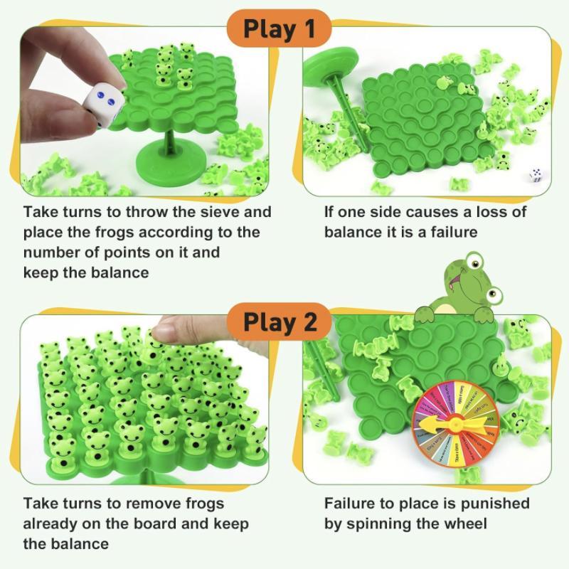 Frog Balance Tree Toy,1 Set Balance Stacking Game, Double Board Game, Educational Interactive Game for Children, Fun Family Game for Kids