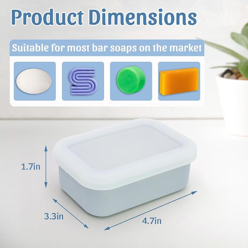 Enhanced Leak Proof Travel Soap Container, Silicone Travel Soap Case with Drainage Pad, Compact Travel Soap Dish, Shatterproof Soap Box for Traveling, Camping, Gym, Dorm, Bathroom (Gray)