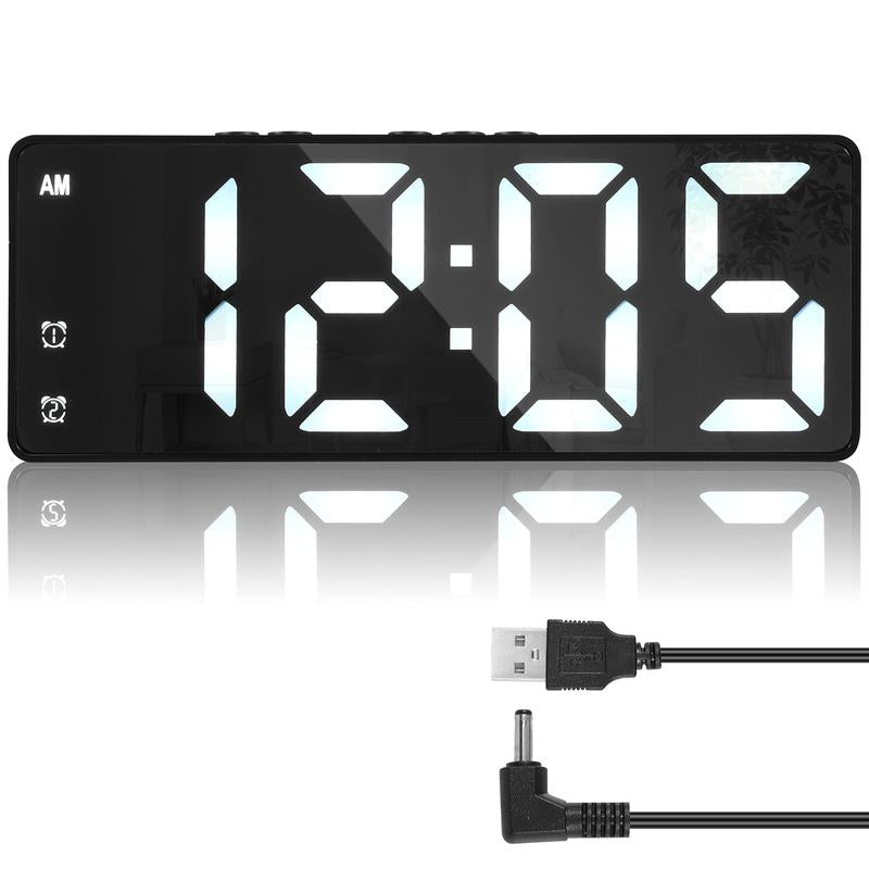 2024 New Clock Digital  Smart  Alarm Clock for Bedrooms, 6.3'' LED Alarm Clock, Large Display Bedside Alarm Clock with Snooze, Adjustable Brightness, USB Charging Port, Black Case and Green Digit