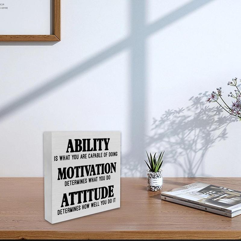 Inspirational Motivational Sign, 1 Count Modern Wooden Box Sign, Desk Decor for Home Living Room Bedroom Office Tabletop Shelf