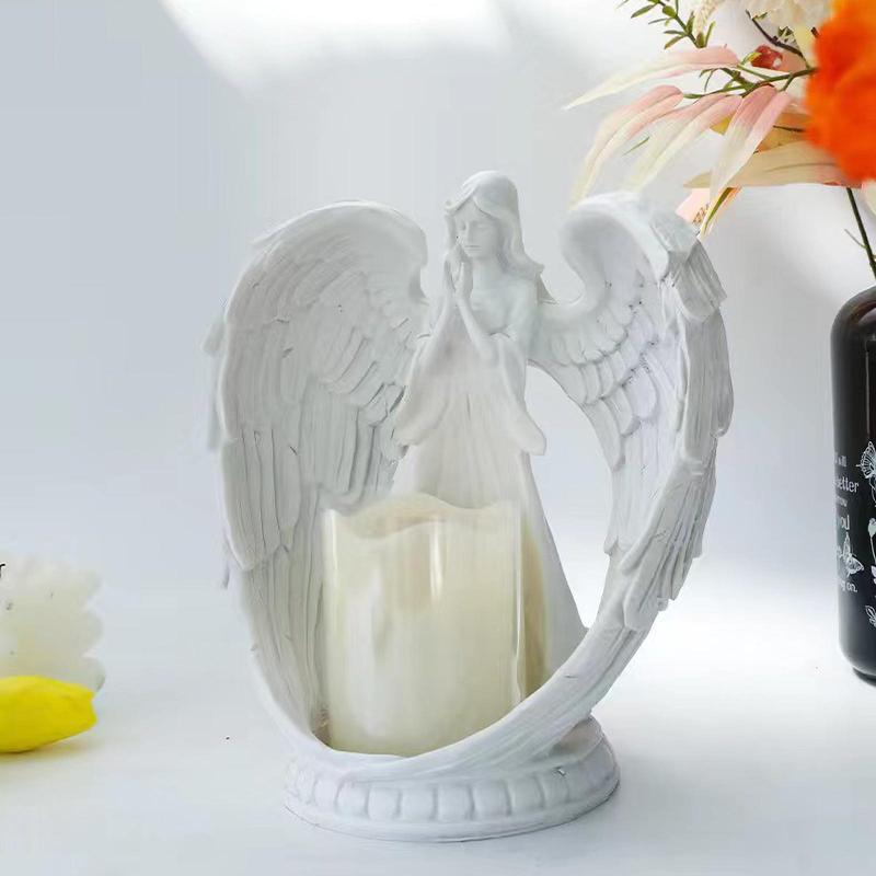 Angel Wings Design Candle Holder without Candle, 1 Count Home Decoration Candlestick, Living Room Bedroom Table Ornaments, Desktop Adornment for Gifts