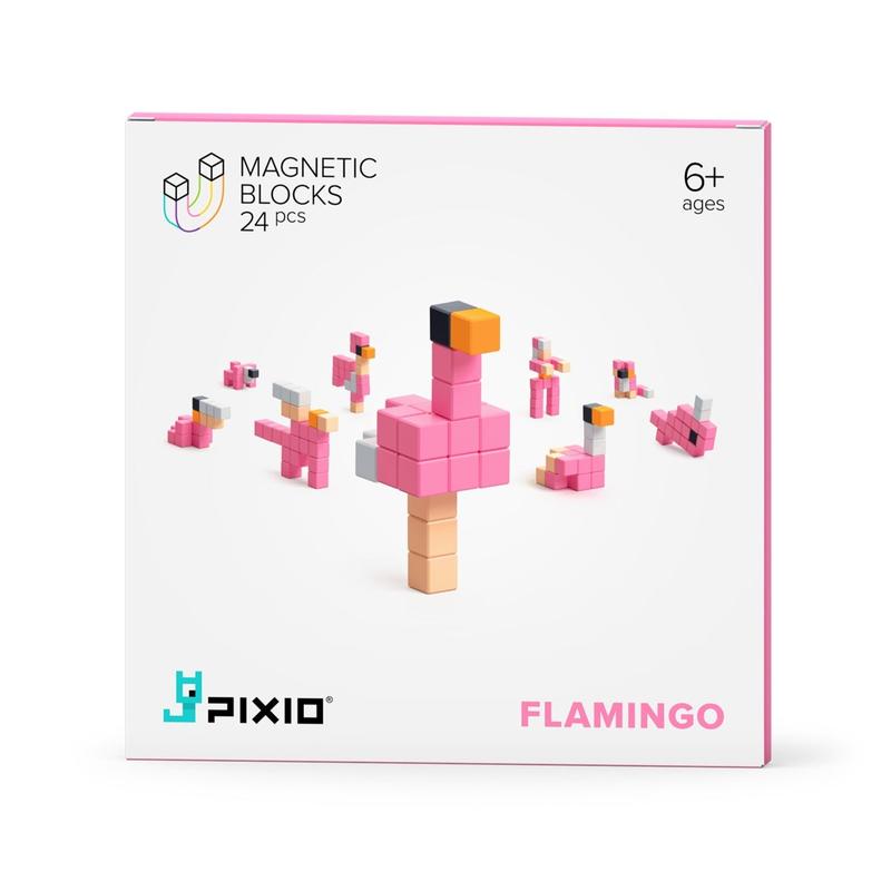 PIXIO Flamingo - 24 Magnetic Blocks in 5 Colors + Free App (Games)