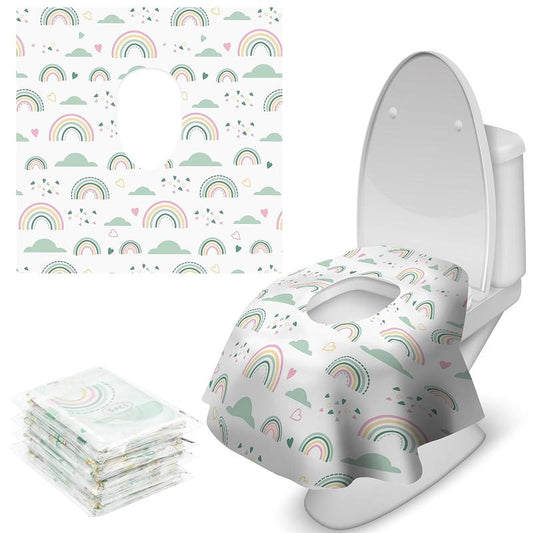 Disposable Toilet Seat Covers - Pack of 20 Extra Large Waterproof Covers for Toddlers and Adults. Portable, Individually Wrapped Travel Essentials for Kids' Potty Training, Public Restrooms, Airplanes, and Trips - Bathroom accessories