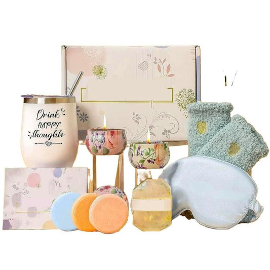 Get Well Soon Gifts for Women, Care Package Self Care Gifts, Sympathy Gift Baskets for Her, Thinking of You Cheer Up Gift Box, contains a Insulated Tumbler, Scented Candles, Shower Steamer, and More Light Cup