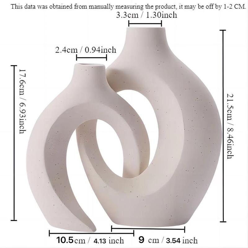 European Style Ceramic Vase Combination, 2pcs/set Creative Minimalist Design Vase, Decorative Ornament for Home Living Room Office