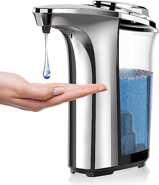 Touchless Dish Soap Dispenser, Automatic, 17oz/500ml with Upgraded Infrared Sensor, 5 Adjustable Soap Dispensing Levels, Liquid Hand Soap Dispenser for Bathroom (Silver)