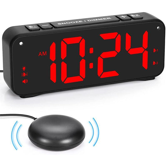 6.5 Inch Led Digital Vibrating Alarm Clock, 1 Count Usb Large Display Digital Clock with 4 Modes, Bed Shaker Alarm Clock for Home Use