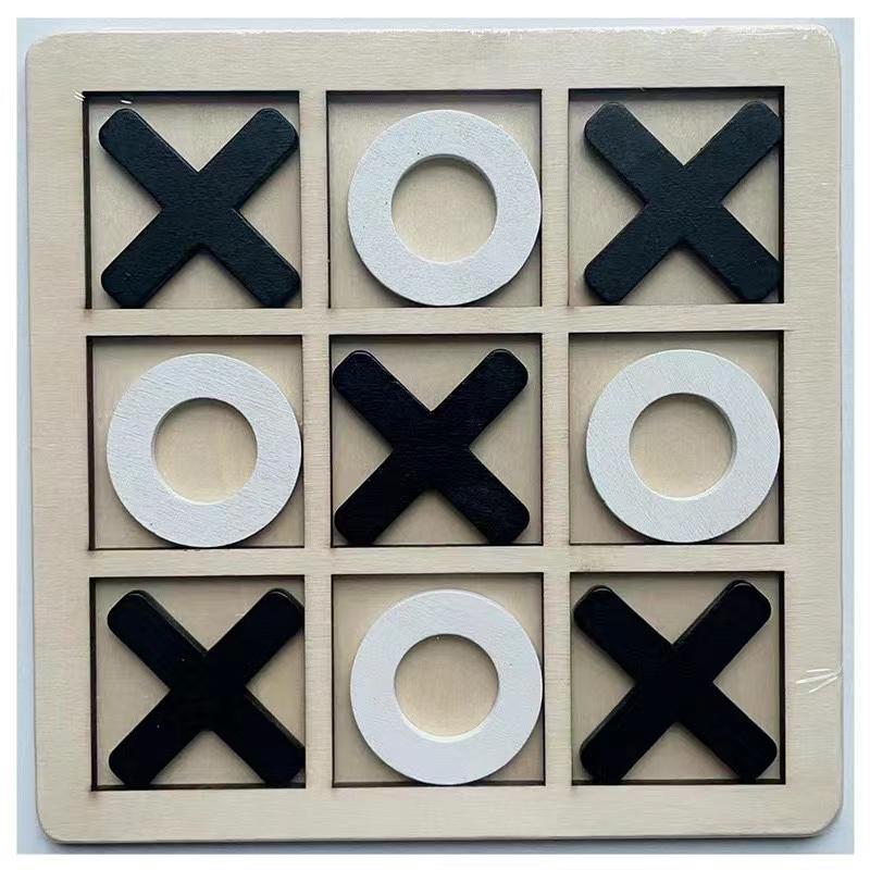 Wooden Tic Tac Toe Game, 1 Set Fun XO Chess Board Game Adult Toys, Family Interactive Puzzle Game, Educational Toys for Home Party, School Accessories, Cool School Supplies