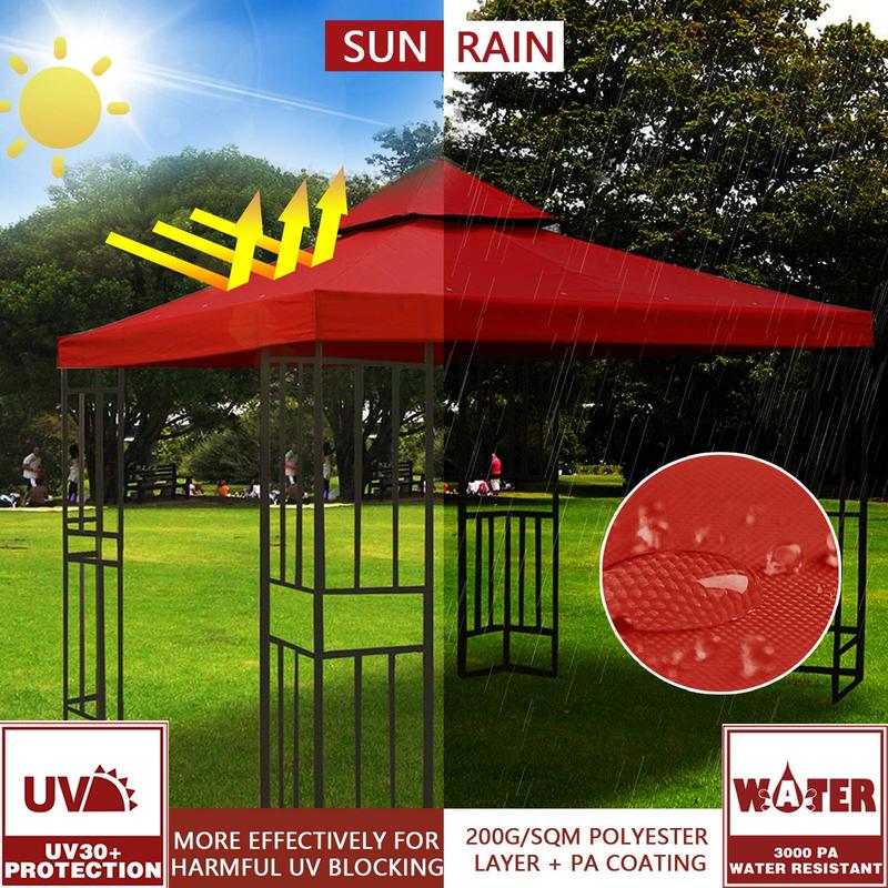 10'x10' Canopy Replacement top 2 Tier for Gazebo Canopy Replacement Cover UV30+ for Outdoor Patio Garden Yard