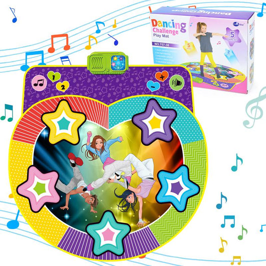 Electronic Dance Mat for Kids Toddlers,Dance Pad with LED Lights,Built-in Music and Adjustable Volume,2 Challenge Levels,Best Christmas Birthday Gifts for Girls Age 3-8 Year Old(Star Style)