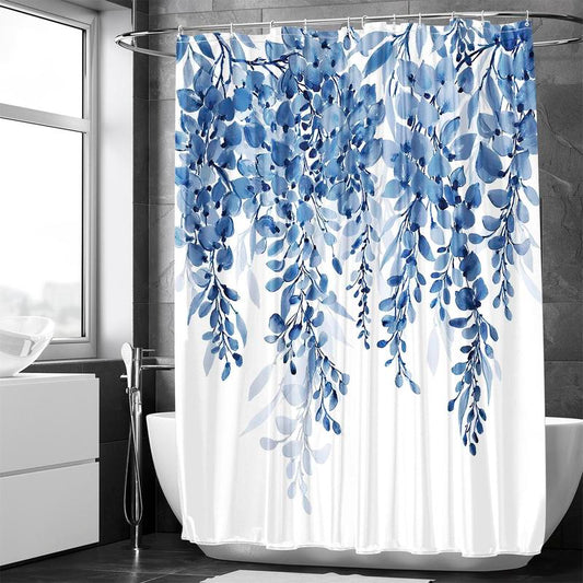 Olive Branch Pattern Bath Curtain, Waterproof Shower Curtain with 12pcs Hooks & Strap, Bathroom Accessories, Bathroom Decor for Home