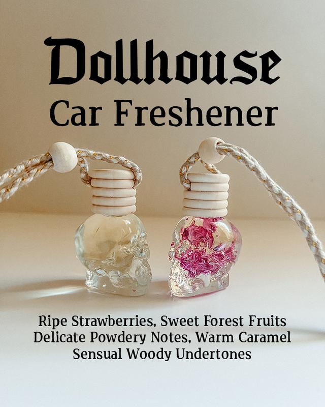 Dollhouse- Skull Car Diffuser: Strawberries, Powder, & Caramel Musk