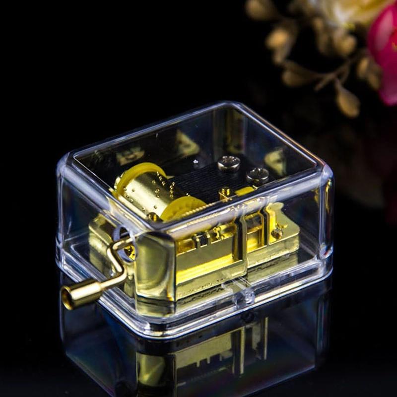 Over The Rainbow Music Box, Clear Gold Hand Crank Musical Box for Mom/Dad/Daughter/Son - Unique Best Gifts for Birthday Christmas Wedding Mother's Day