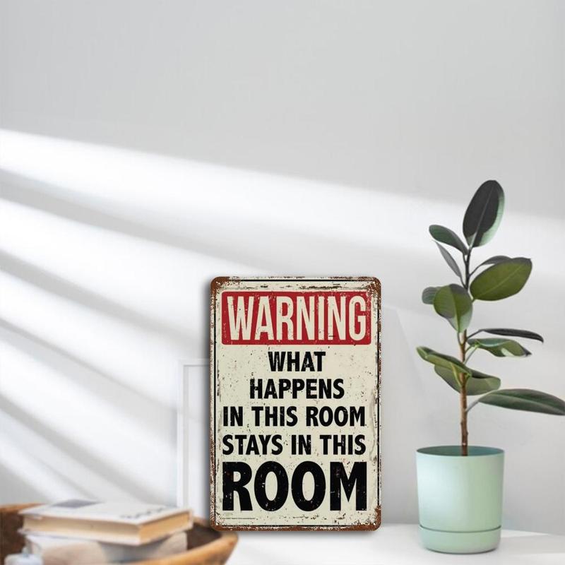 Metal Tin Sign, 1 Count Letter Pattern Wall Art Warning Sign for Home Living Room Bedroom Decoration, Home Decor 2025