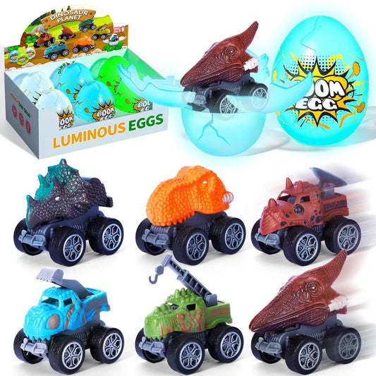 Dinosaur Car Toys (6pcs/set), Glow in the Dark Dinosaur Car Toys, Rebound Dinosaur Car Toys, Inertia Dinosaur Car Toys