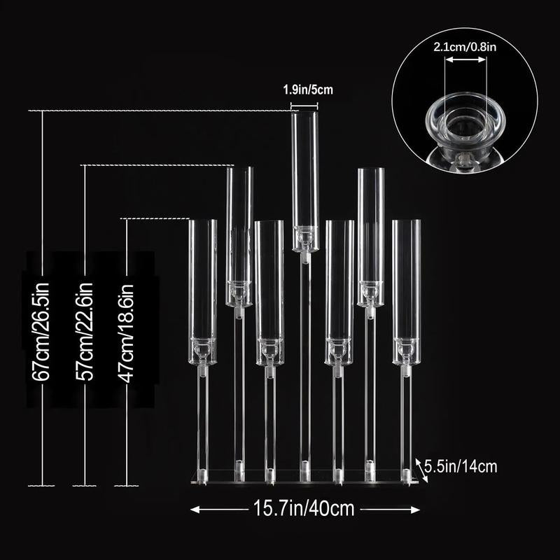 Acrylic 7 Arms Candle Holder, 1 Counts Halloween Clear Candlestick Holder, Candle Supplies for Wedding Centerpiece, Home Decor Supplies