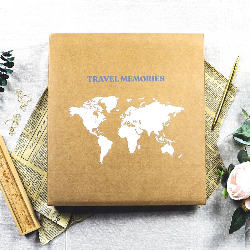 Photo Album 4x6 500 Photos 5 Pictures Per Page, 500 Pockets 4x6,  Paper Cover Travel Design World Map Adventure Vacation