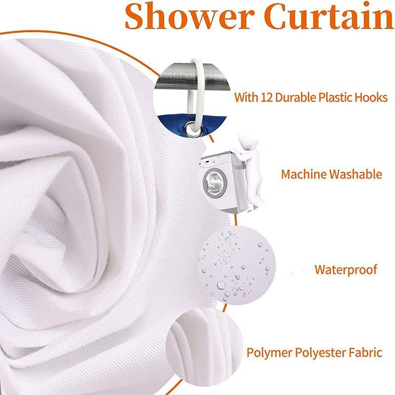 Rose Pattern Shower Curtain, 1 Count Waterproof Shower Curtain With Hook, Bathroom Decoration Supplies