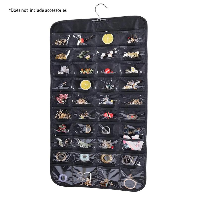 Hanging Jewelry Storage Bag without Jewelry, Multi-grid Jewelry Organizer, for Necklace Bracelet Earrings Ring Chain