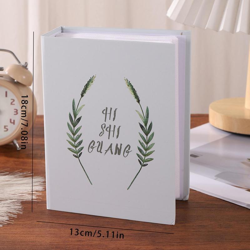 6 Inch Photo Album, 1 Count Simple Leaf Pattern Photo Album, Holds 100 Photos, Creative DIY Photo Storage Album for Spring Home Decor