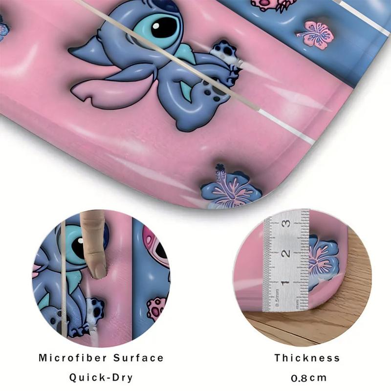 Cartoon Stitch Pattern Bathroom Curtain with 12 Hooks, Anti-slip Bathroom Carpet, U-shaped Toilet Mat, Toilet Cover Mat, Bathroom Decor, Bathroom Supplies, Trending Home Decor 2024