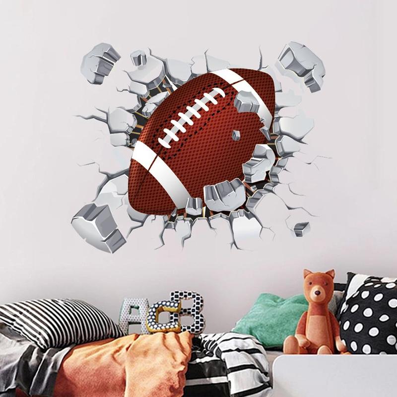 Rugby Pattern Wall Sticker, 1 Piece Removable Wall Decal, Creative Self-adhesive Sticker For Home Decoration