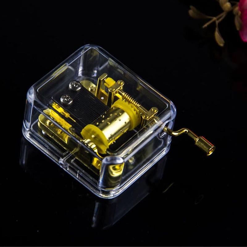 Over The Rainbow Music Box, Clear Gold Hand Crank Musical Box for Mom/Dad/Daughter/Son - Unique Best Gifts for Birthday Christmas Wedding Mother's Day