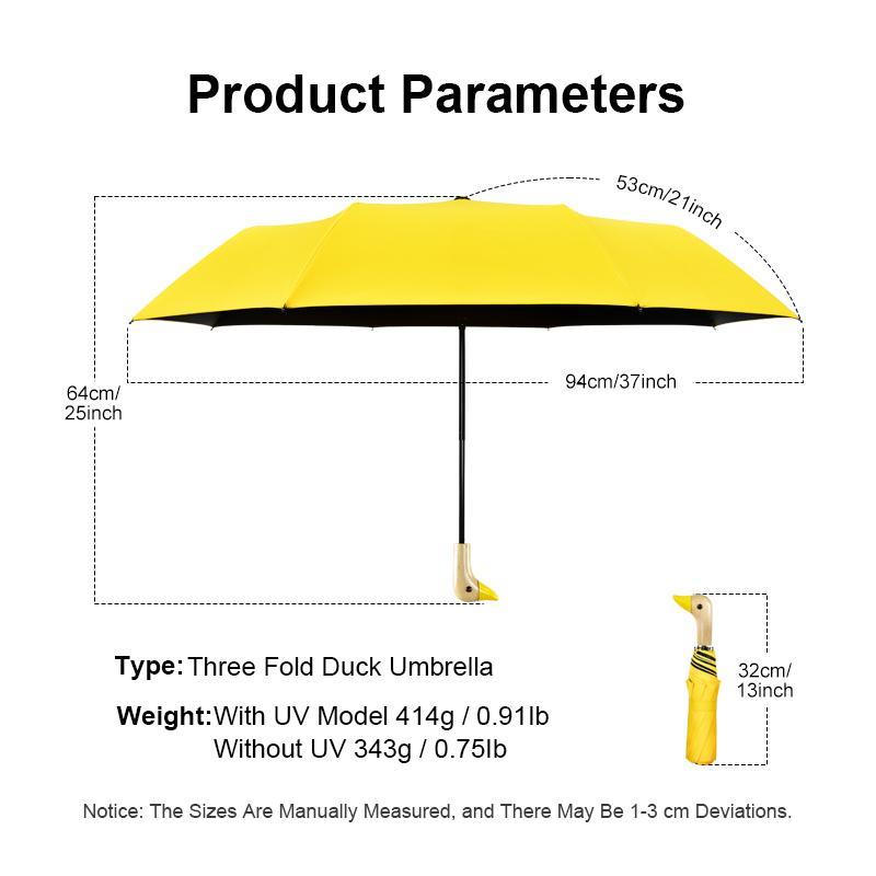 Cute Duck Design Umbrella, 1 Count Foldable Umbrella with Wooden Handle, Sun & Rain Use Umbrella for Outdoor, Summer Gift Ideas, Summer Essentials