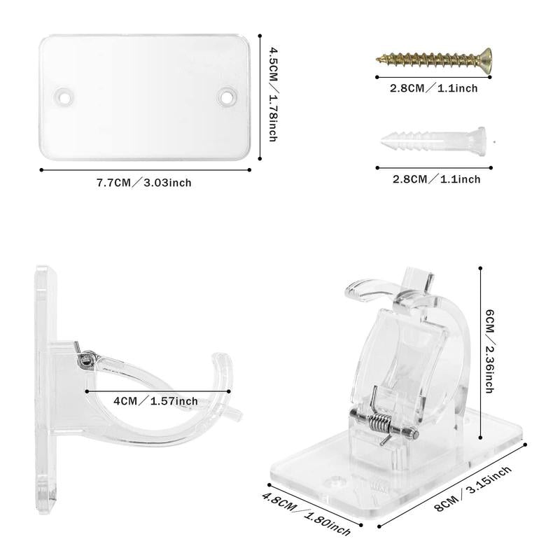 2pcs Self Adhesive Shower Curtain Rod Bracket, Curtain Rod Hook & Screw Set, Bathroom Supplies For Home Use