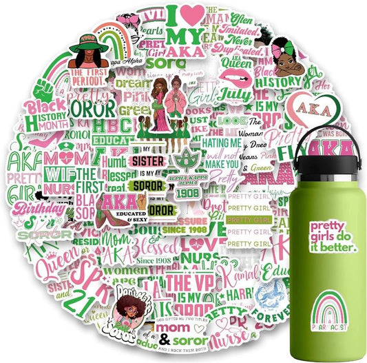 AKA Sorority Stickers (20) | Waterproof Sorority Stickers | Alpha Kappa Alpha Sorority Stickers | AKA Gifts | 1908 Stickers