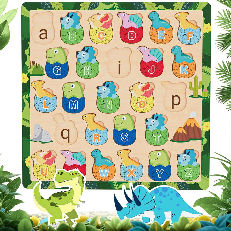 Alphabet Learning Toys Wooden Alphabet Puzzles ABC Toys Dinosaur Puzzles Toys Words Spelling Games Toys Letter Toys For  Boys Girls Toys