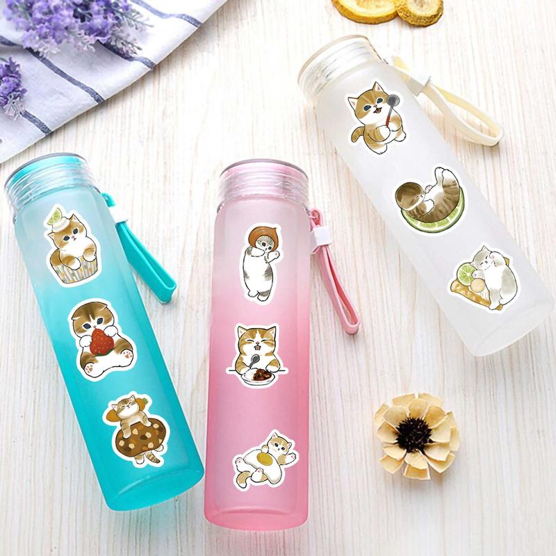 Cartoon Cat Pattern Sticker, 100pcs/set Waterproof Self Adhesive Decor Paper, Decor Sticker for Gift Greeting Card Waterbottle Laptop Phone