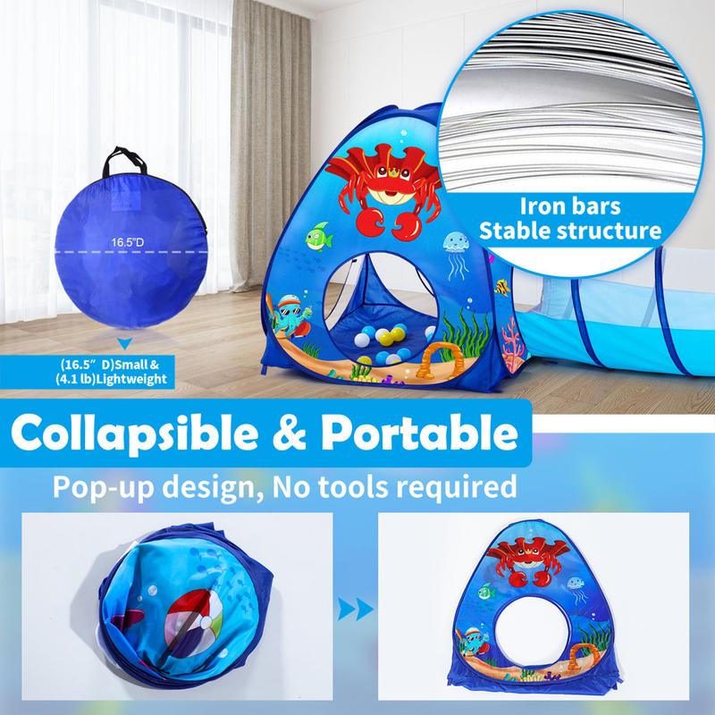 5pc Kids Play tent for Girls and Boys 4-12 Years with Child Tunnel for Kids Ball Pits Gifts Toys Indoor Outdoor Game indoor tent pit tunnel